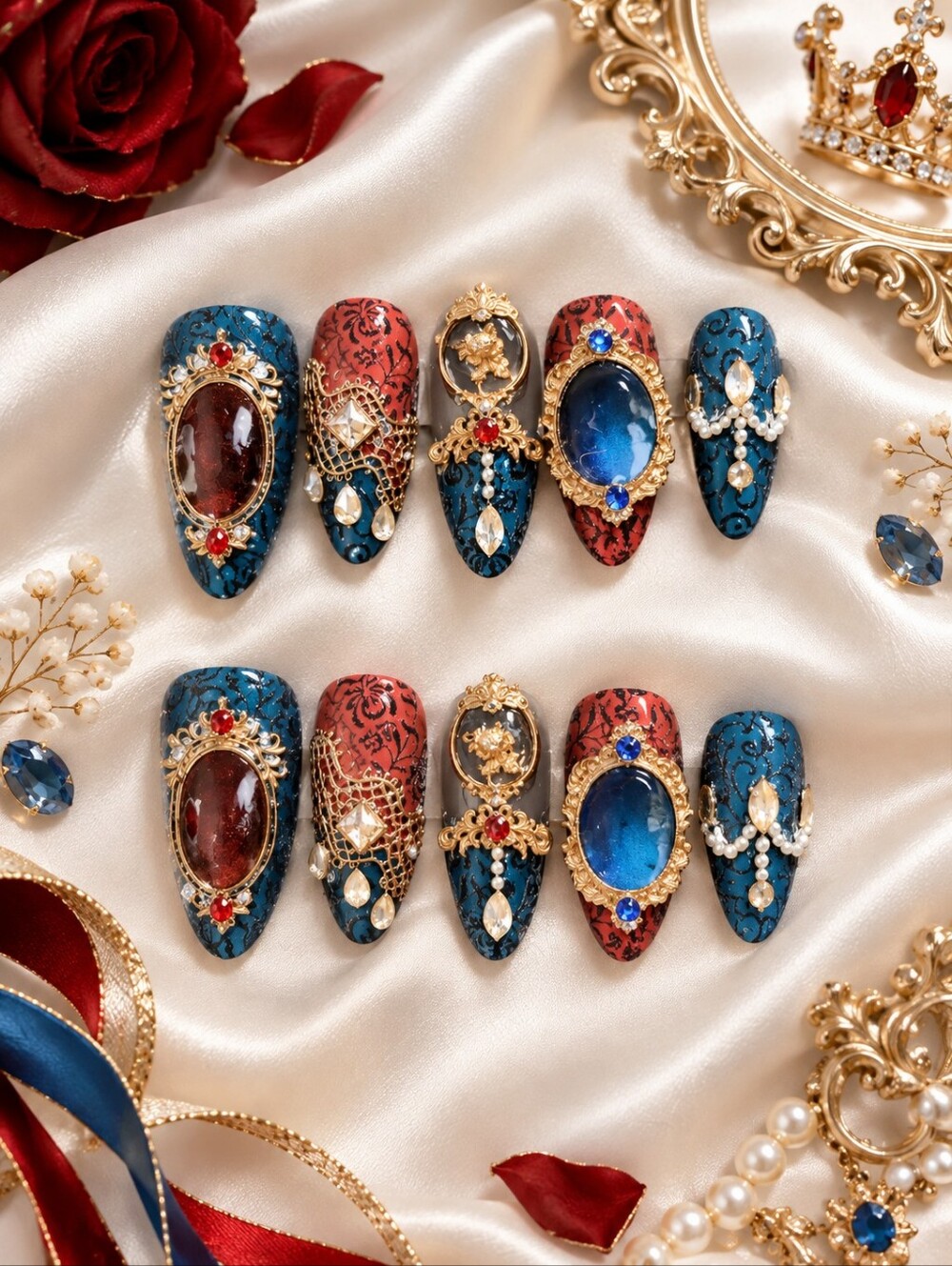 Snow White Inspired Press-On Nails